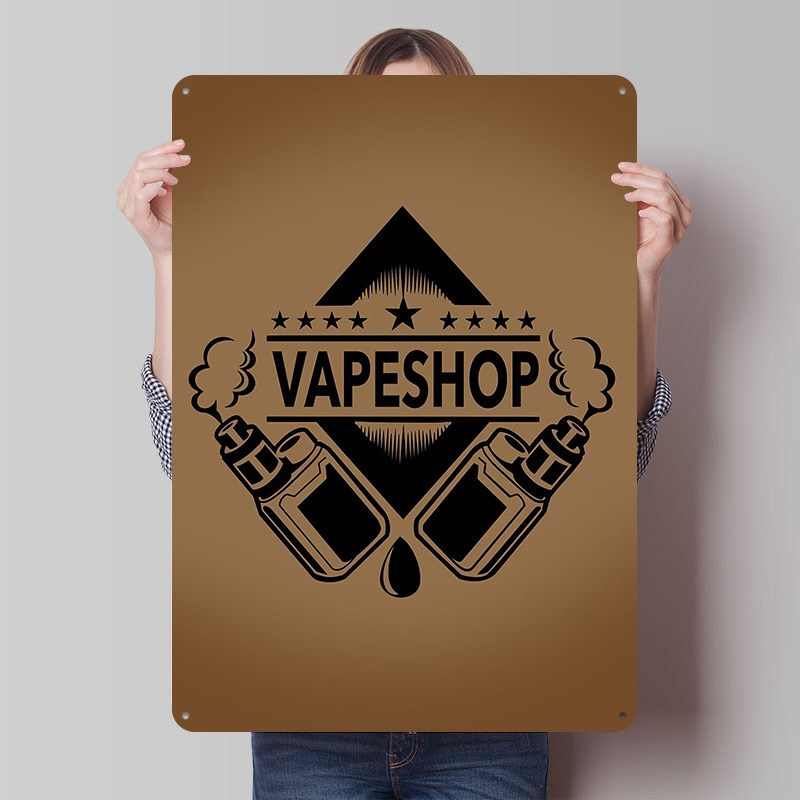 Pósteres de hojalata con logot - Vaping Shop reseña y precio