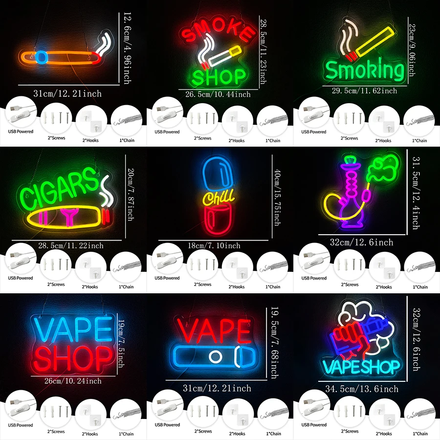 Letrero de neón para cachimba, - Vaping Shop reseña y precio